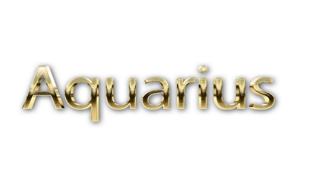 zodiac sign word AQUARIUS golden 3D text typography PNG images free